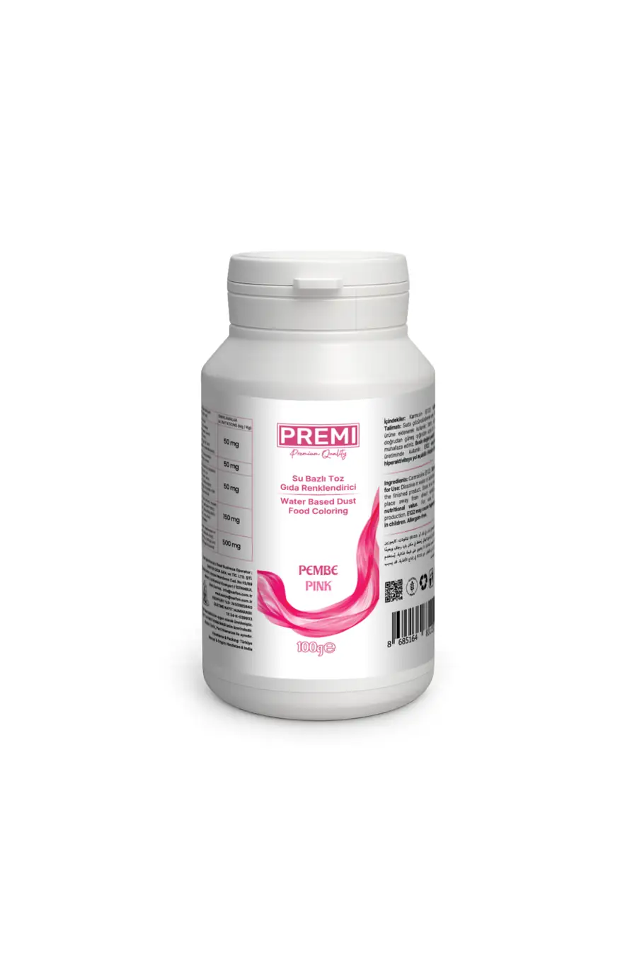 Premi Su Bazlı Toz Gıda Boyası Pembe 100 g
