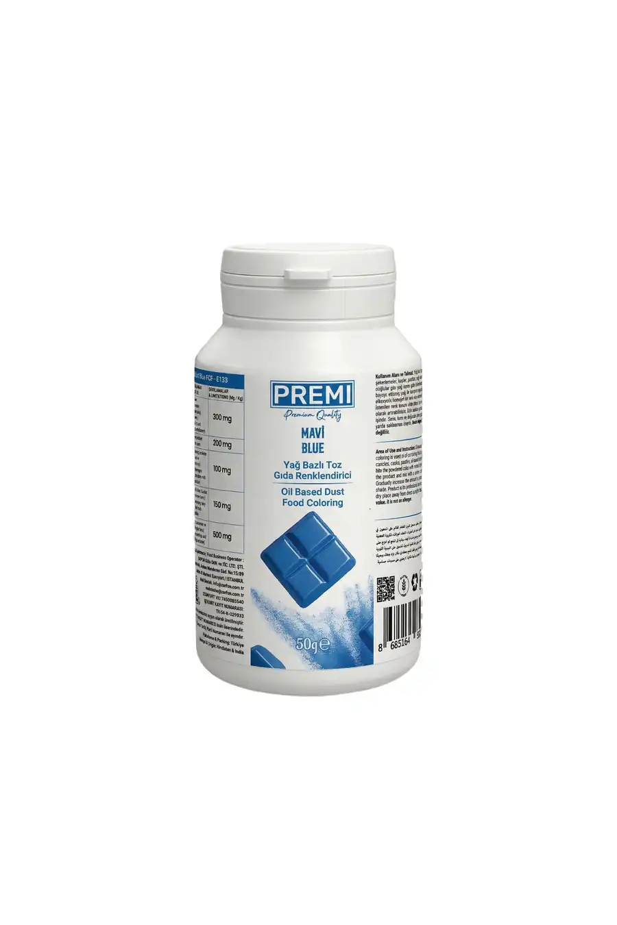 Premi Yağ Bazlı Toz Gıda Boyası Mavi 50 g