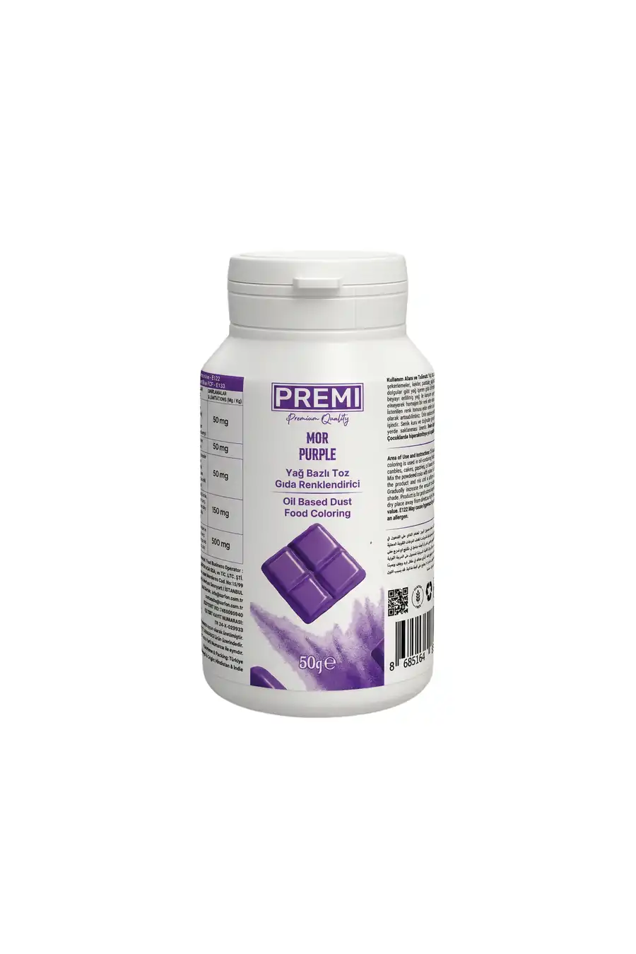 Premi Yağ Bazlı Toz Gıda Boyası Mor 50 g