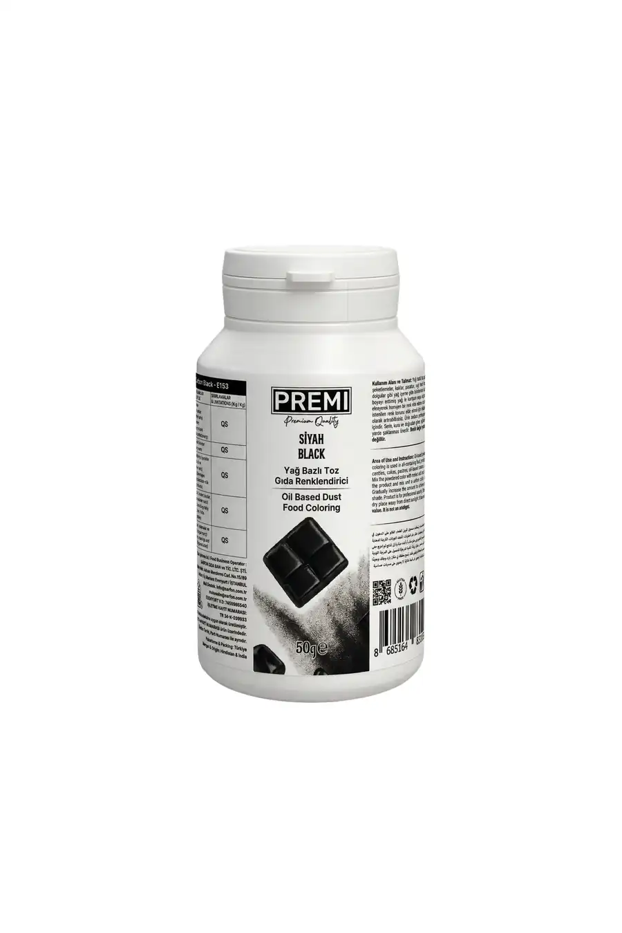 Premi Yağ Bazlı Toz Gıda Boyası Siyah 50 g